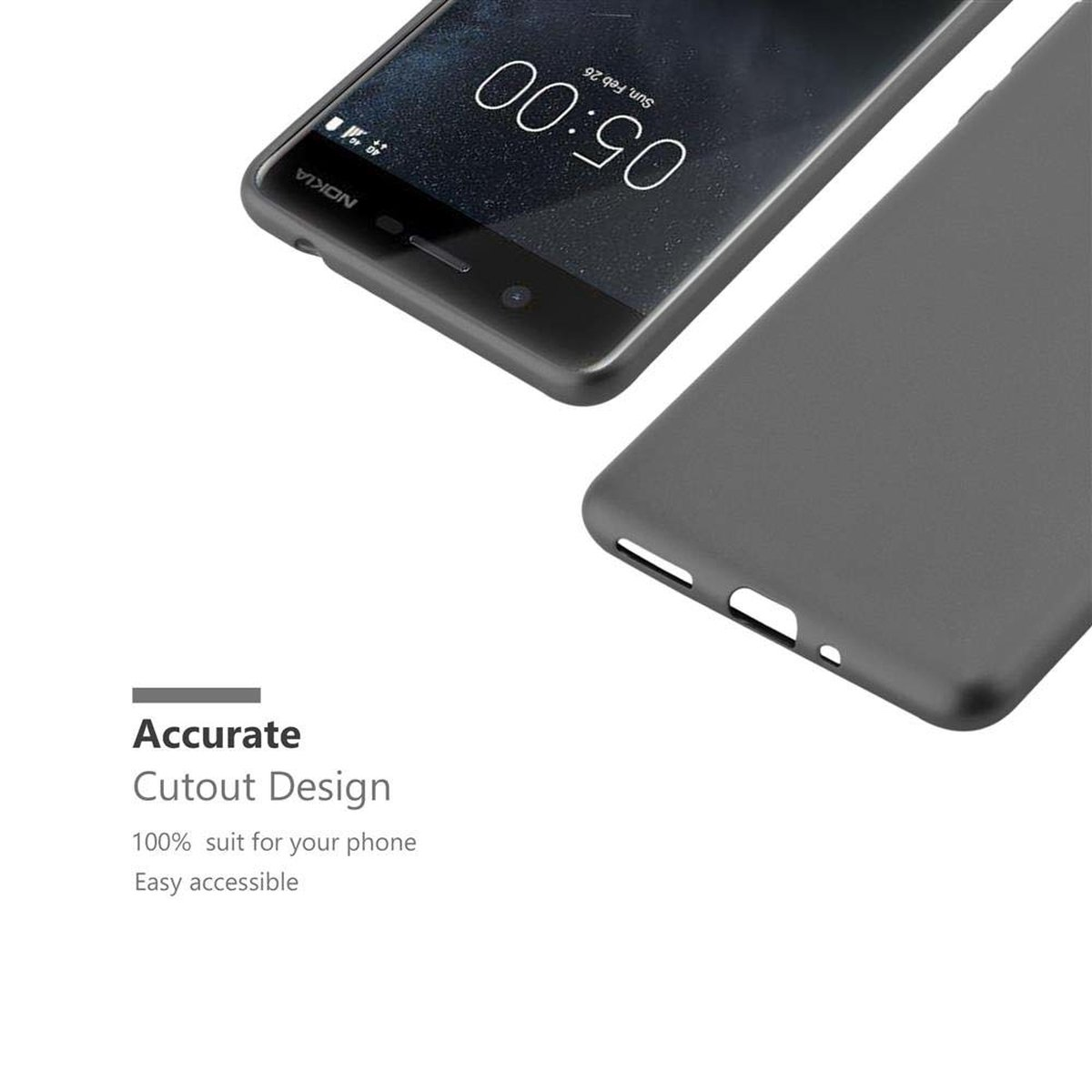 Nokia, 2017, TPU METALLIC CADORABO 5 GRAU Hülle, Metallic Matt Backcover,
