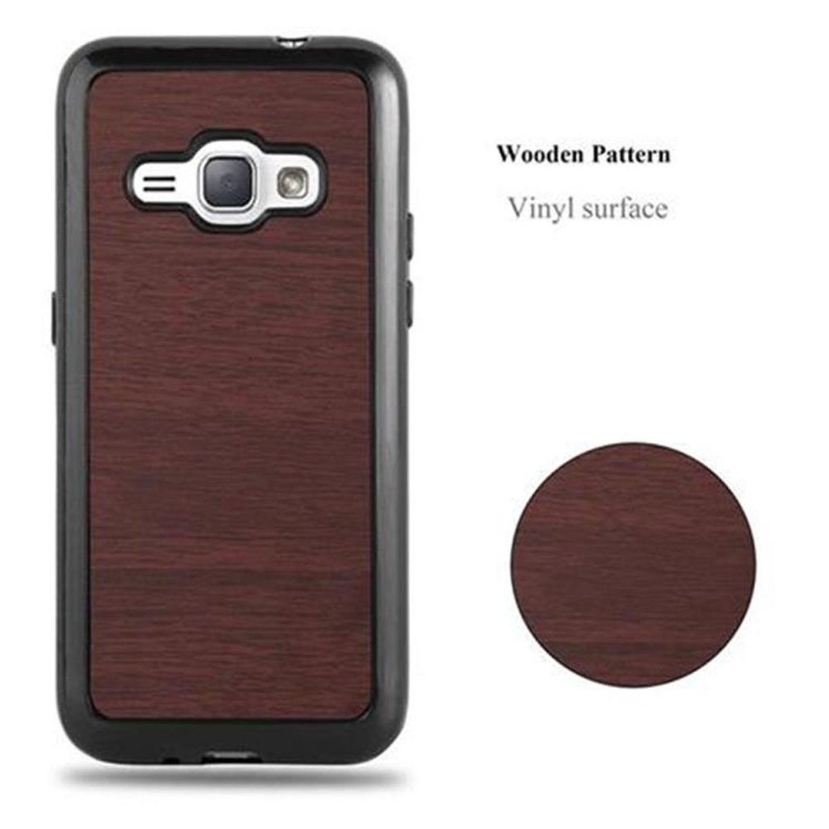 Wooden J1 WOODEN Backcover, KAFFEE Galaxy 2016, Samsung, CADORABO TPU Schutzhülle,