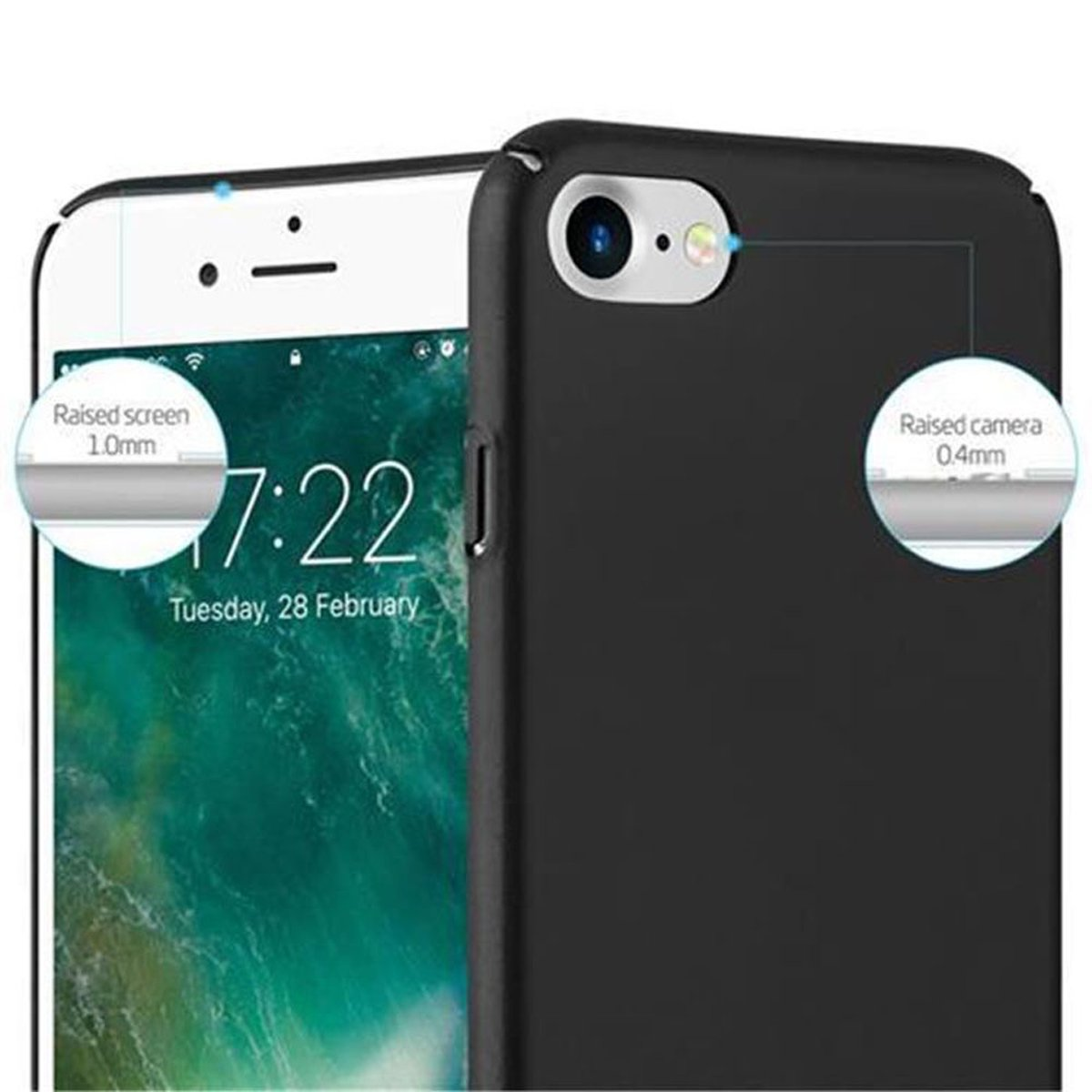/ 8 Style, METALL iPhone / CADORABO 7 Metall Hülle Apple, 2020, Matt SE Case / Backcover, SCHWARZ im 7S Hard