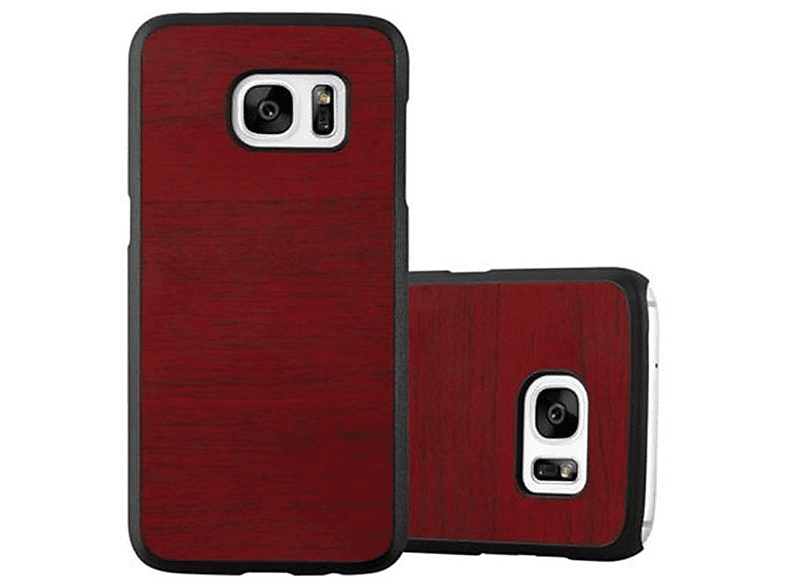 ROT S7, Galaxy Style, Backcover, Samsung, CADORABO Hard Hülle WOODY Case Woody