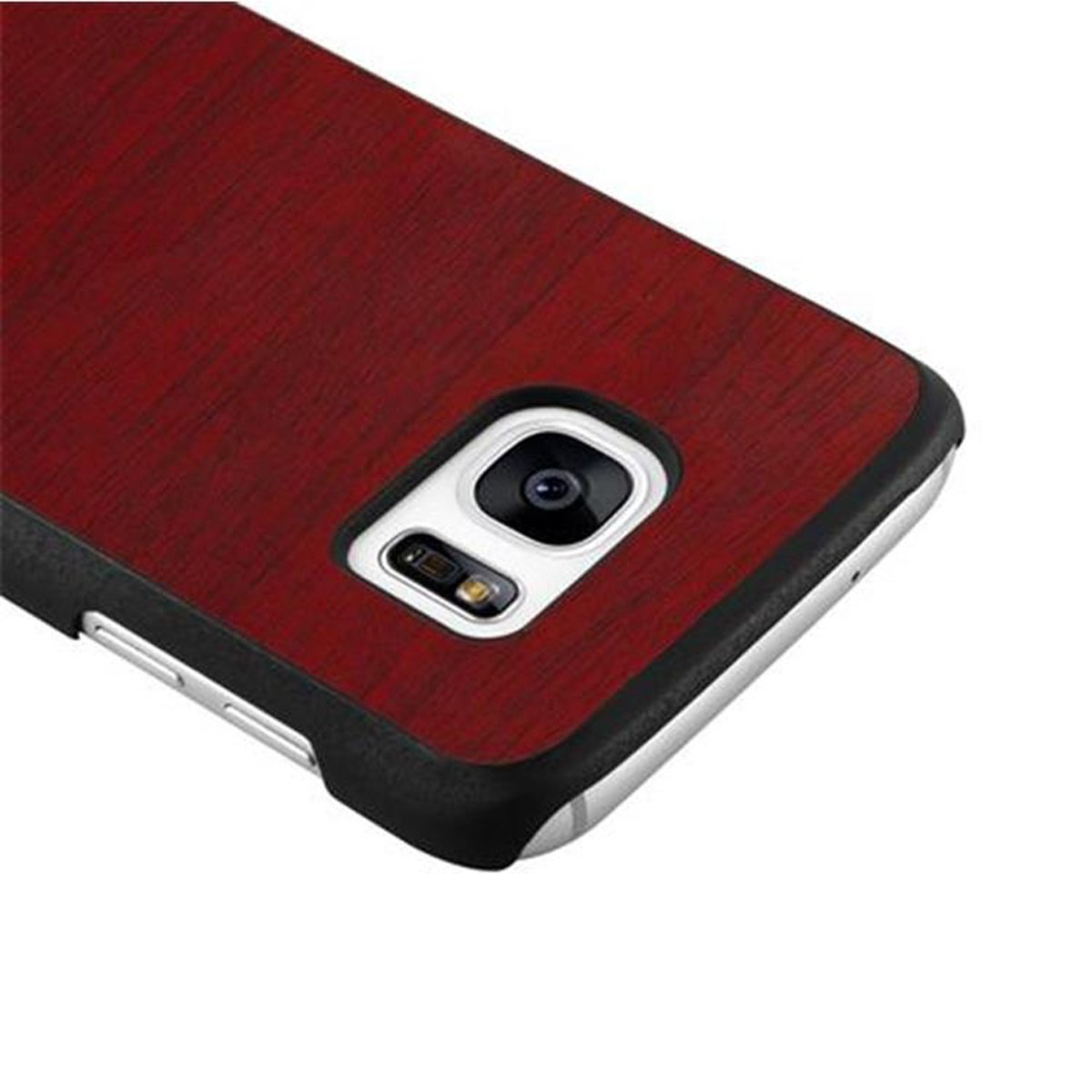 Galaxy WOODY CADORABO S7, Hülle Samsung, Hard Style, Backcover, ROT Case Woody