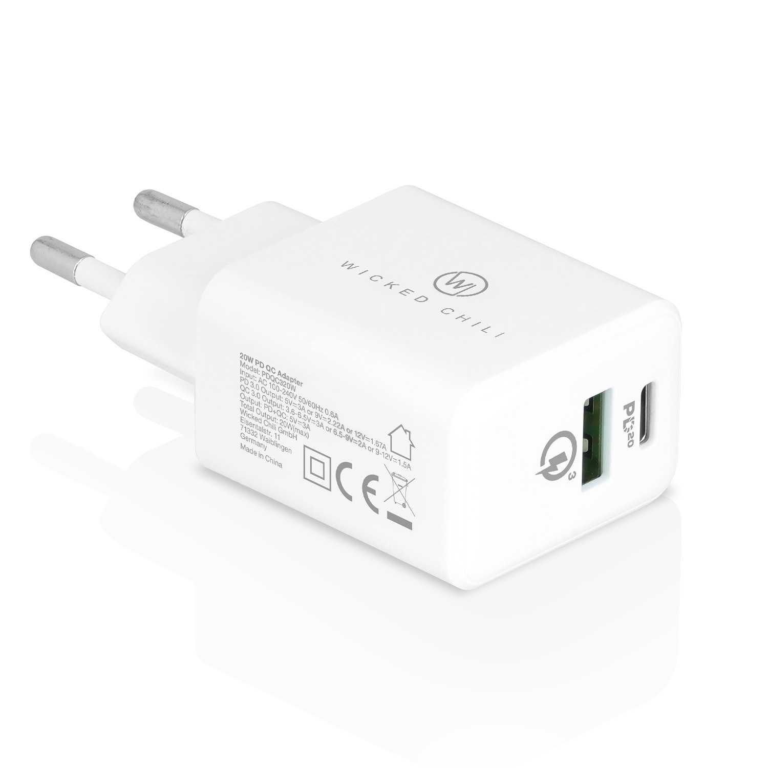 WICKED CHILI 2x 20W Ladegerät Schnellladegerät + & Netzteil für USB Dual C, MagSafe USB iPhone Charge Quick Netzteil 14 Apple