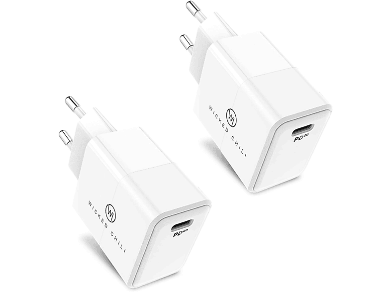 WICKED CHILI 2er Set- & iPhone Adapter 20W MagSafe Schnellladegerät USB C PD 13, , 11 Netzteil USB-C 12 für Charger 3.0 Netzteil