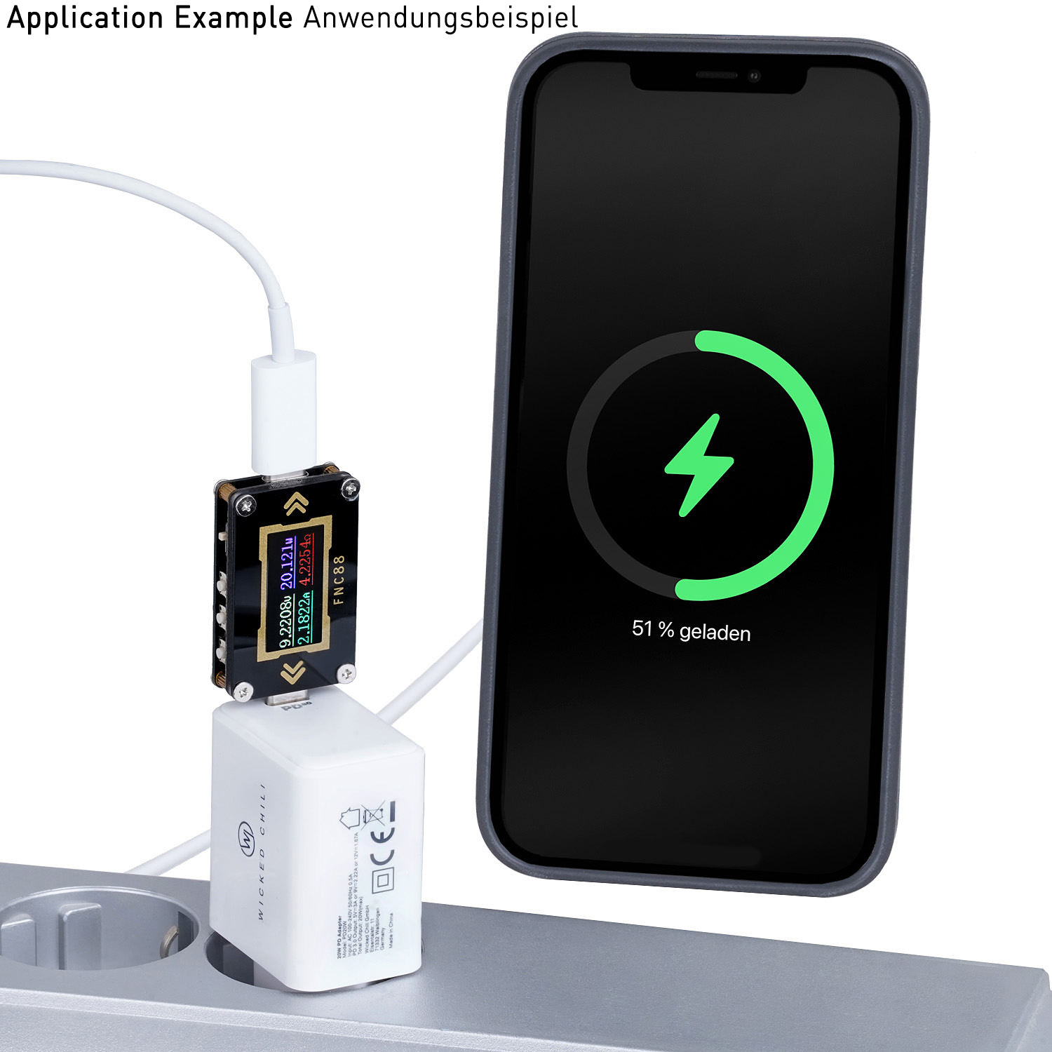 12, USB-C Fast 20W Charge USB-C für Adapter iPhone Adapter Ladegerät 11, 14, Power Netzteil Ladeadapter 13, WICKED CHILI MagSafe