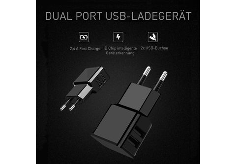 WICKED CHILI 3x USB Netzteil Ladegerät Stecker für iPhone, Samsung Galaxy,  Handy und Smartphone 1A, 5V) schwarz USB Adapter