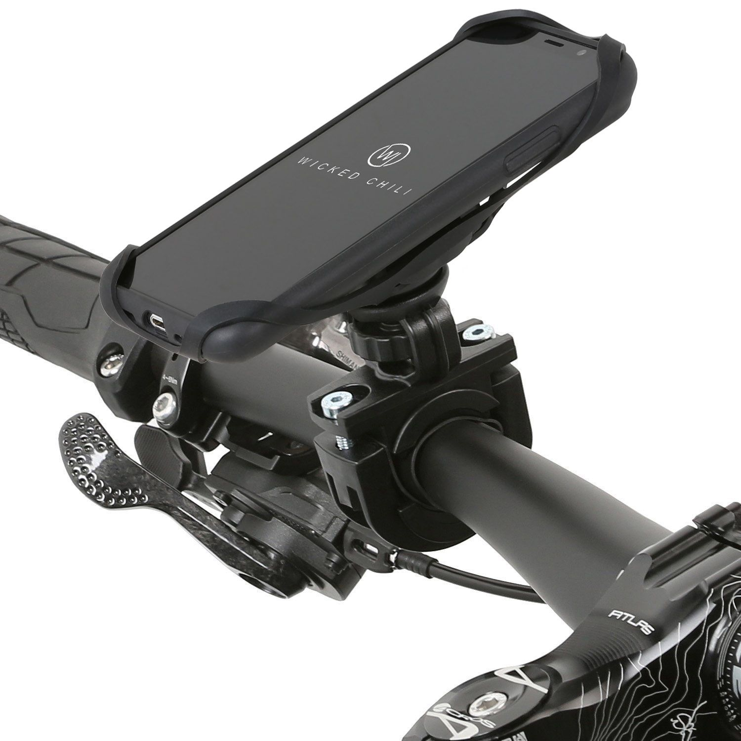 und Halterung Fahrradhalterung, X Motorradhalterung, CHILI und Fahrrad iPhone WICKED QuickMOUNT XS Apple (Kugelgelenk, für Motorrad Sicherungsgummi) schwarz