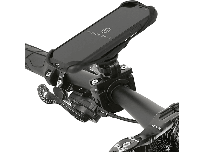 WICKED CHILI QuickMOUNT Fahrrad und und Apple (Kugelgelenk, Fahrradhalterung, Motorrad Sicherungsgummi) iPhone X Halterung XS schwarz Motorradhalterung, für