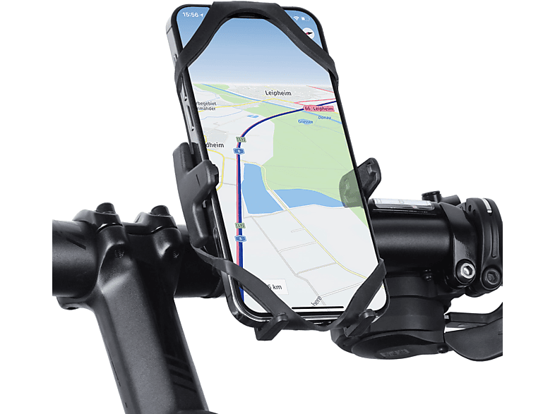 WICKED CHILI Universal Fahrrad & Motorrad Handyhalterung mit  Sicherungsgummi für Handy / Smartphone Fahrradhalterung /  Motorradhalterung, schwarz