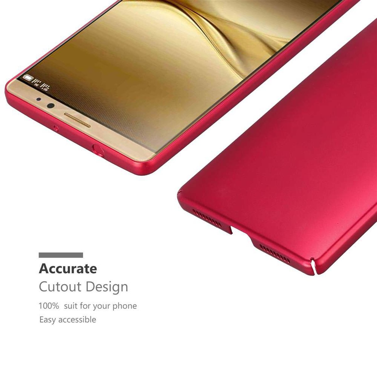 CADORABO Backcover, Huawei, ROT METALL Metall Case MATE Hard im Style, Hülle Matt 8,