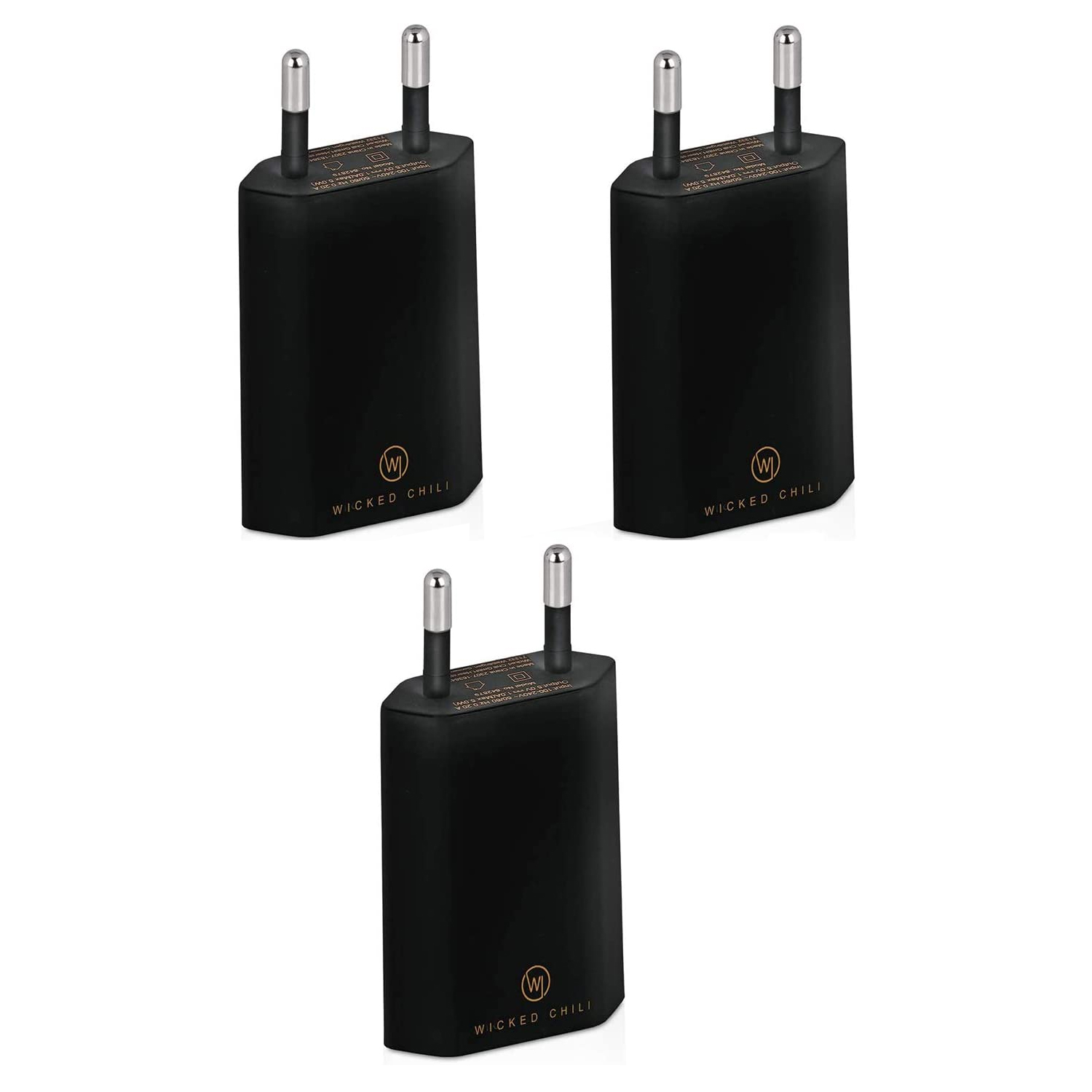 WICKED CHILI Smartphone Galaxy, iPhone, 1A, Handy Adapter 3x 5V) USB schwarz Samsung Netzteil USB Ladegerät und für Stecker