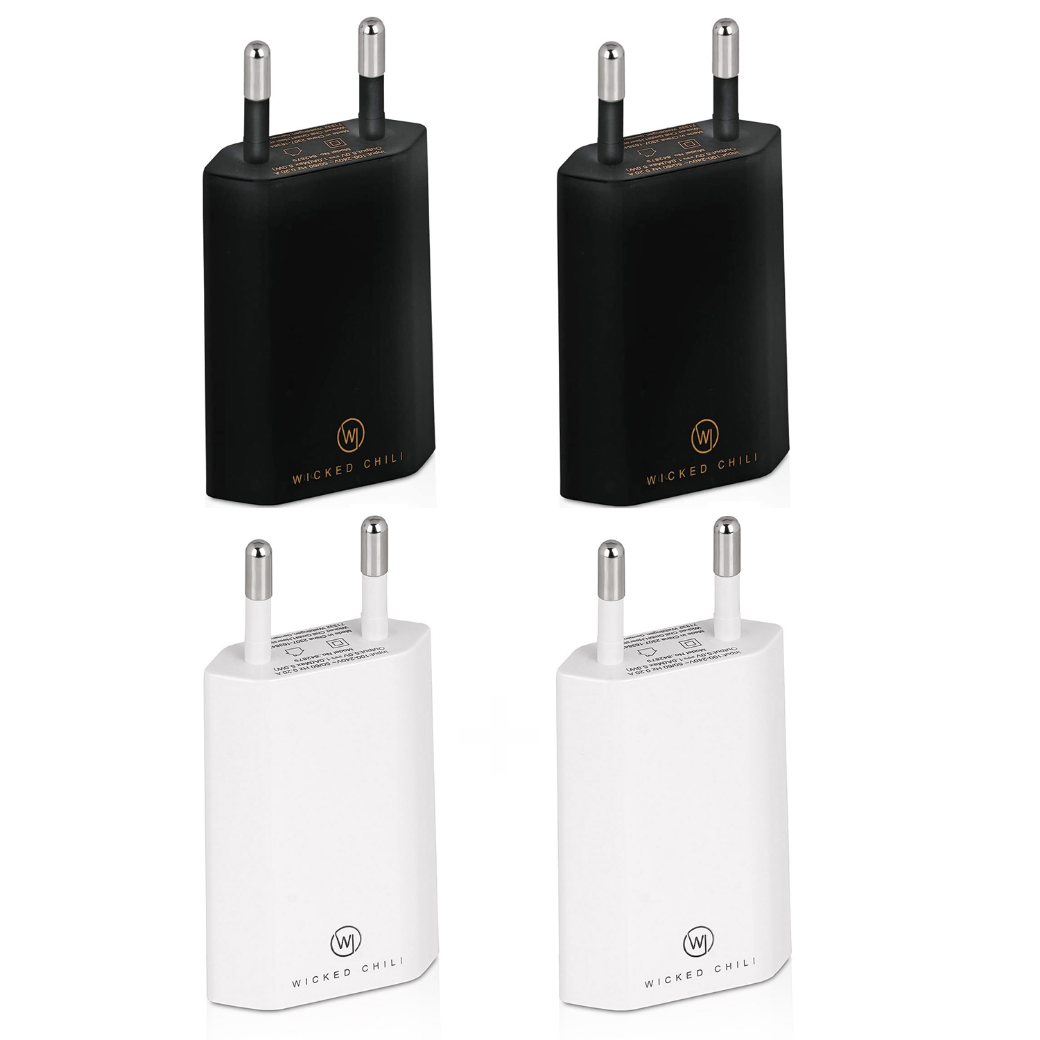 2 USB weiß / Smartphone 4x 5V) Netzteil / WICKED / CHILI Handy iPhone Galaxy schwarz (1A, Ladegerät für USB 2 Adapter Samsung
