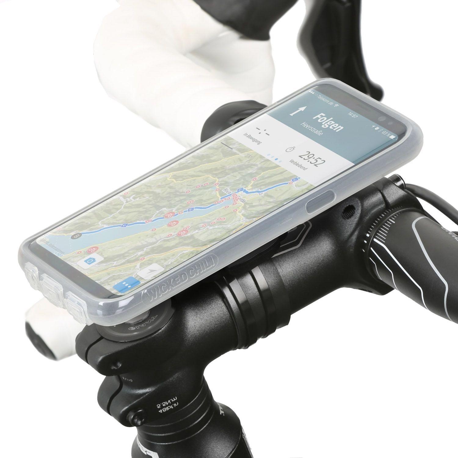WICKED CHILI Samsung Handy / Fahrrad Set schwarz Motorrad S9 Motorradhalterung Halterung, Fahrradhalterung QuickMOUNT Galaxy für 