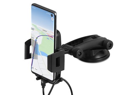WICKED CHILI 2in1 Handyhalterung Auto Handyhalter für Apple iPhone, Samsung  Galaxy Armaturenbrett & Scheibe KFZ Halterung mit Klebeplatte, schwarz