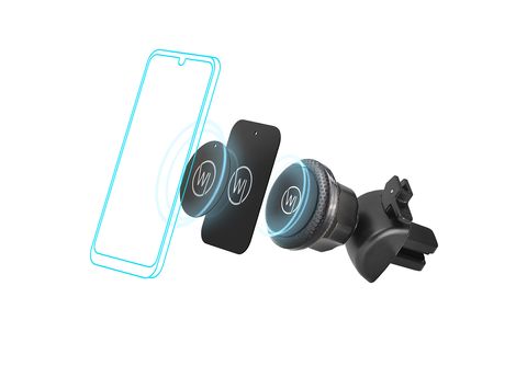 WICKED CHILI Magnet Handyhalterung Universal mit Metallplättchen für  Lüftungsgitter Lüfterhalterung Apple Samsung KFZ Handy Halterung Magnet,  schwarz
