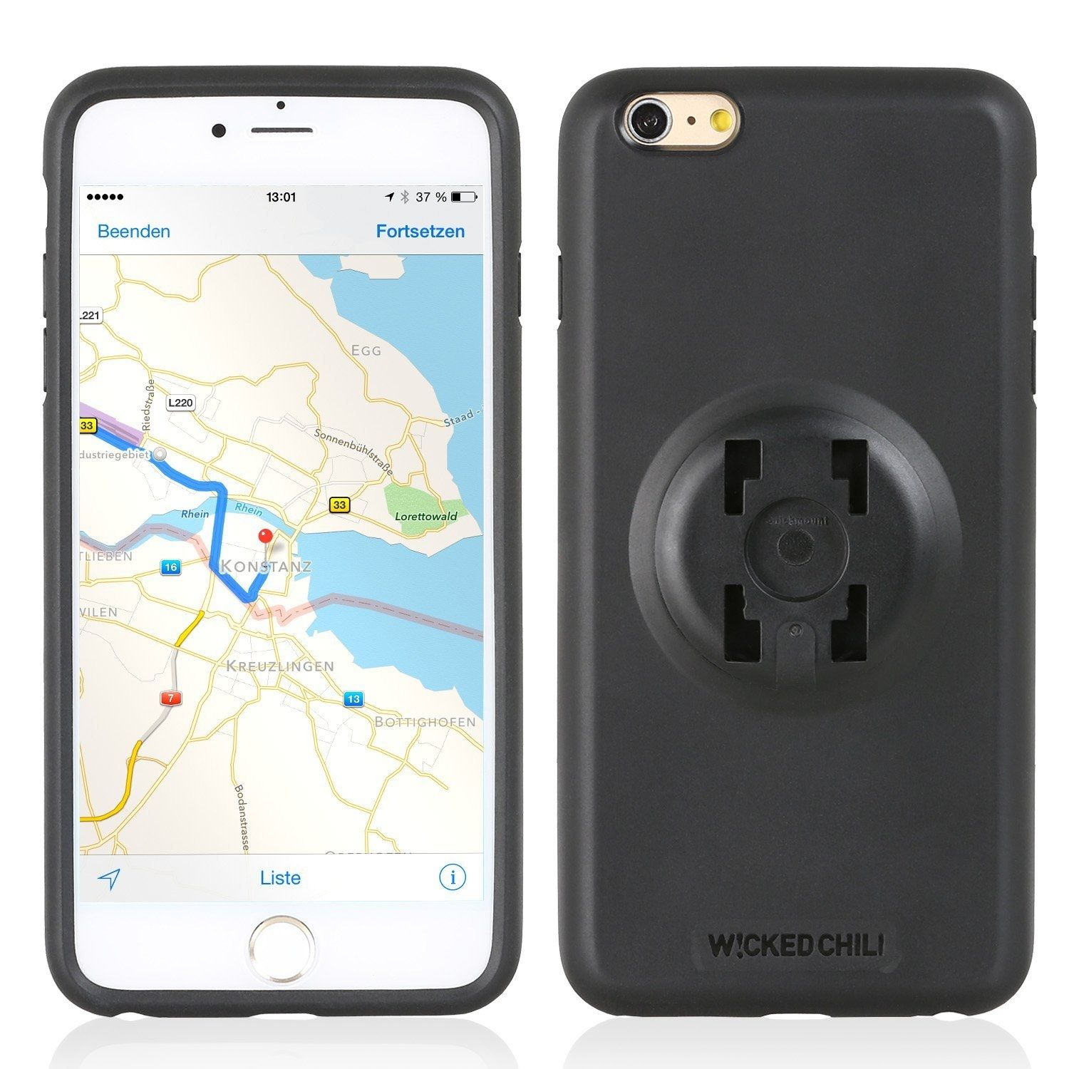 WICKED CHILI QuickMOUNT Fahrradhalterung / iPhone Fahrrad Motorrad 6+ / Motorradhalterung schwarz 6S+ Handy Halterung, Set / Apple Plus für