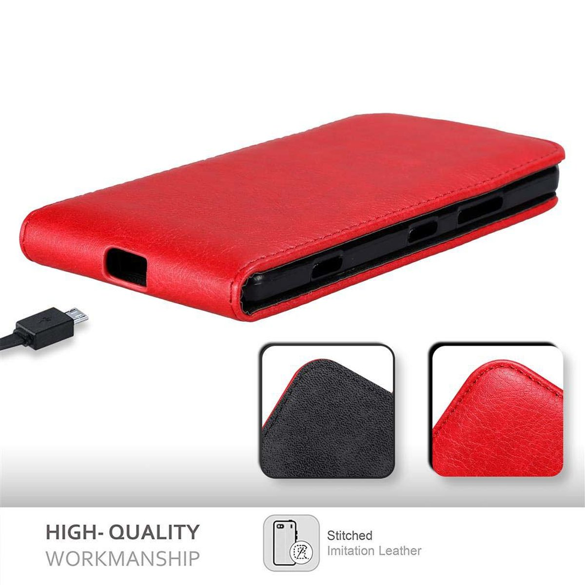 CADORABO Hülle im Flip Cover, Nokia, Flip Style, ROT APFEL Lumia 950
