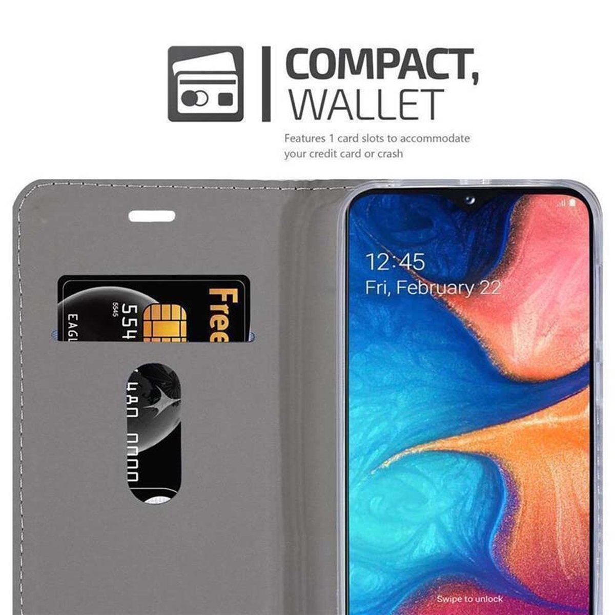 / HELL Galaxy A20e, Jeans CADORABO GRAU Style, BRAUN Schutzhülle A10e im Samsung, Bookcover, Book