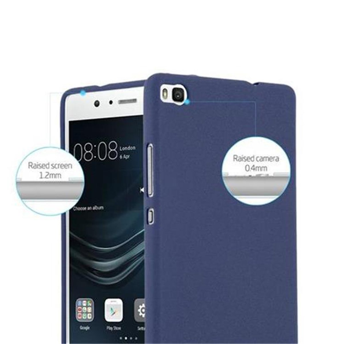 Schutzhülle, Frosted CADORABO TPU Backcover, DUNKEL BLAU P8, FROST Huawei,