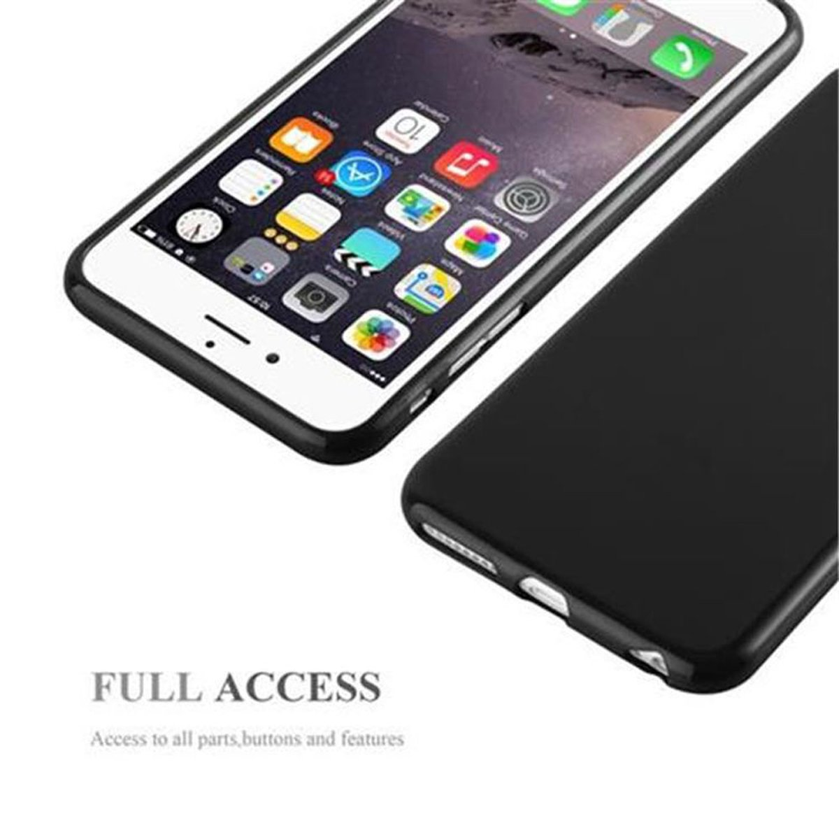 Backcover, CADORABO 6 JELLY Jelly 6S iPhone / SCHWARZ Handyhülle, PLUS, PLUS TPU Apple,