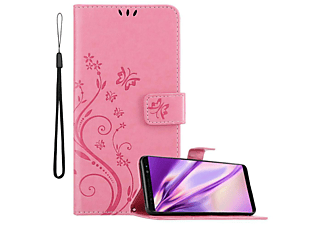 CADORABO Blumen Buch Hülle, Bookcover, Samsung, Galaxy NOTE 8, FLORAL ROSA