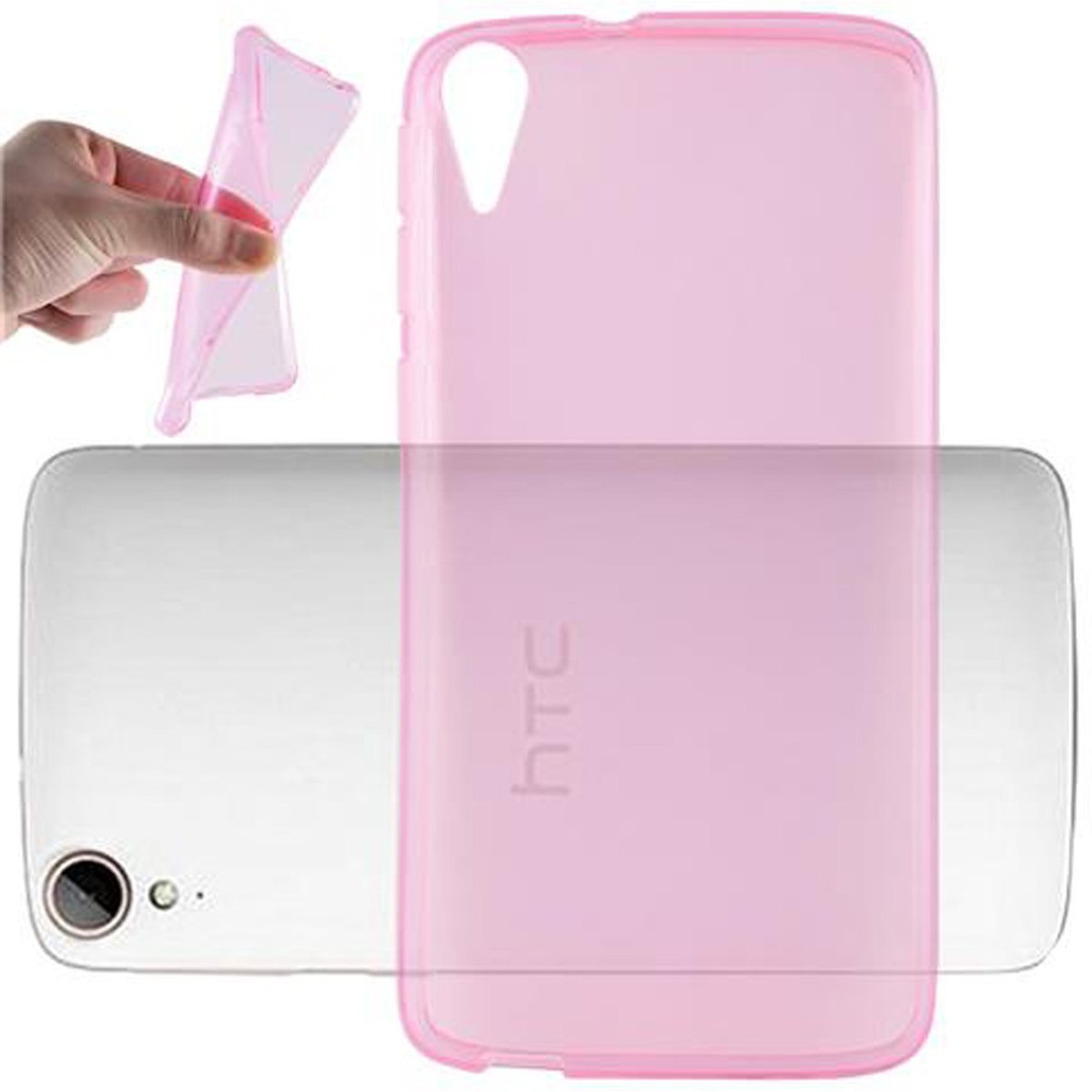 Desire HTC, 828, Ultra TRANSPARENT Slim TPU CADORABO Schutzhülle, PINK Backcover, AIR
