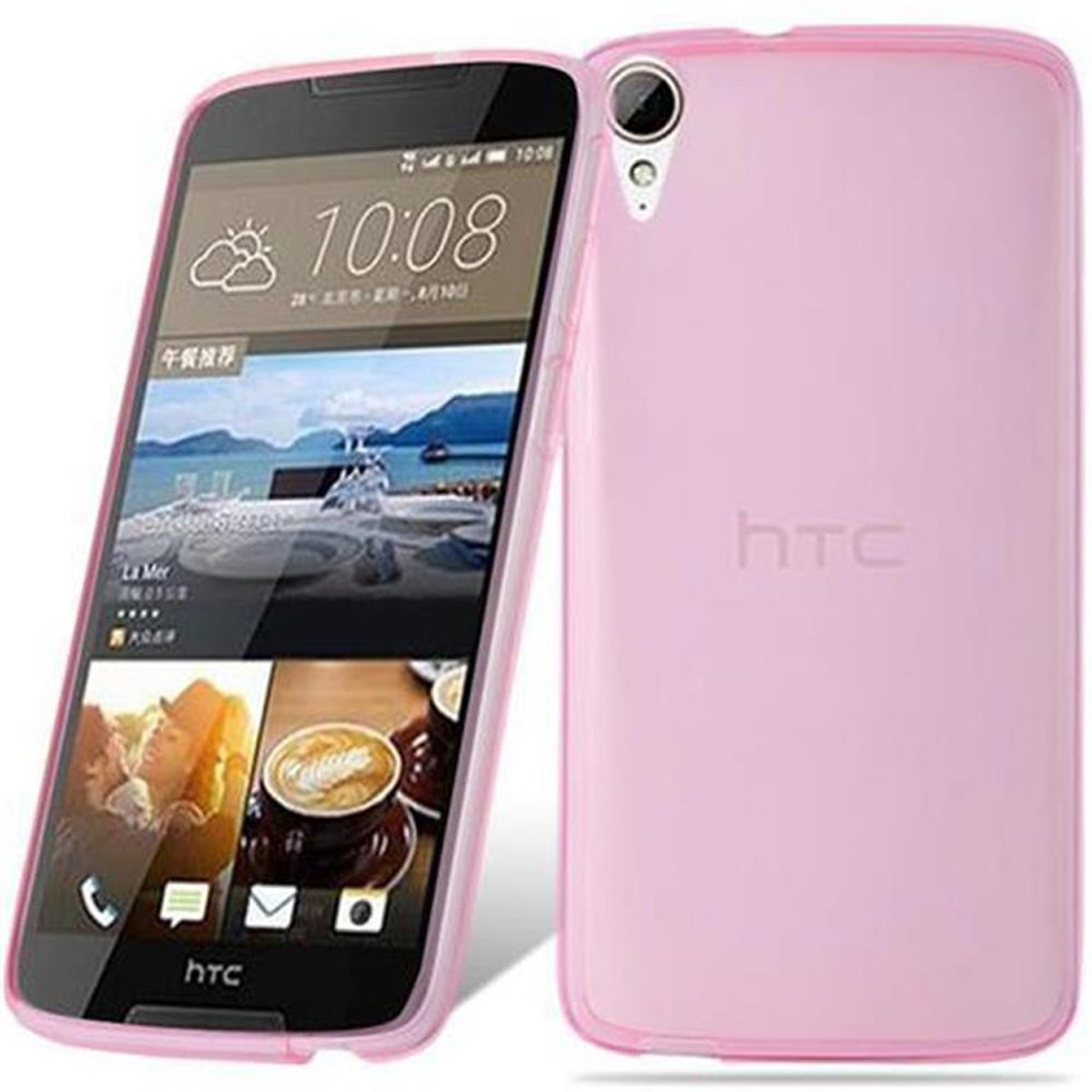 CADORABO TPU Ultra HTC, AIR Slim Backcover, PINK 828, Desire Schutzhülle, TRANSPARENT