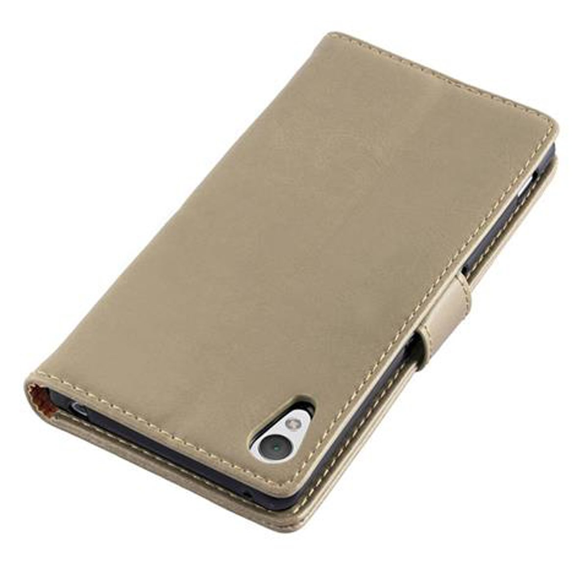 Book Style, Z4, PLUS Bookcover, Hülle / Sony, Xperia CADORABO Z3 Luxury BRAUN CAPPUCCINO