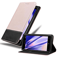 CADORABO X-Wallet Kunstlederkombi Hülle, Bookcover, Nokia, Lumia 830, ROSÉ GOLD SCHWARZ