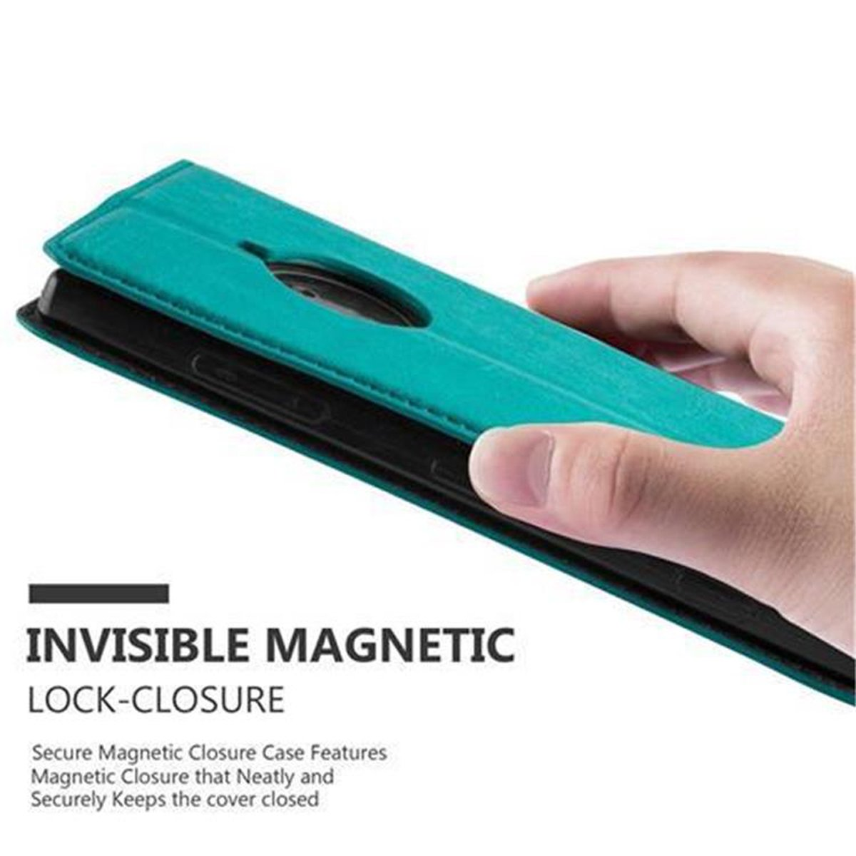 CADORABO Book Hülle Invisible Magnet, Lumia Bookcover, 830, Nokia, PETROL TÜRKIS