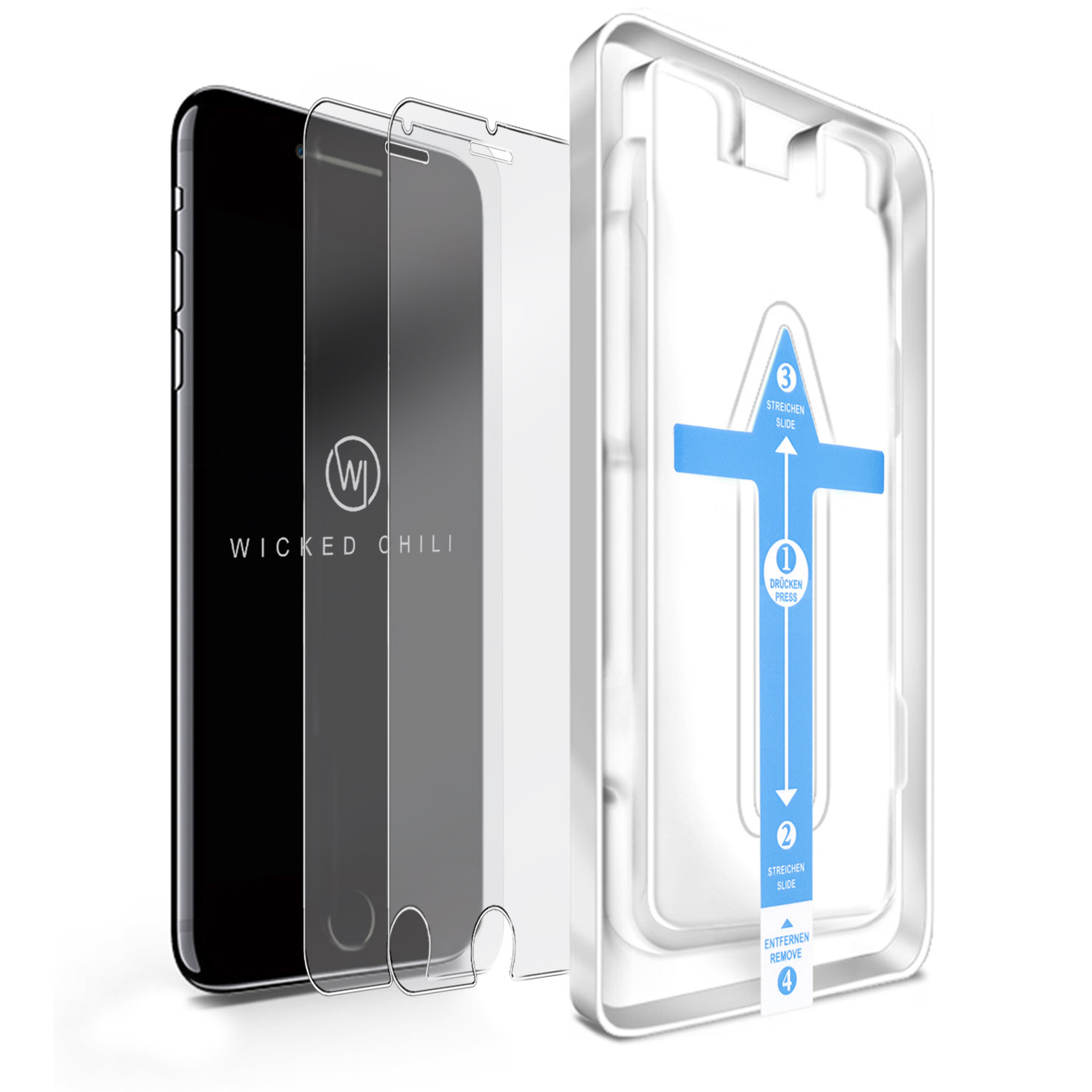 WICKED CHILI 2X Easy-In Schutzglas(für iPhone 8 iPhone 7) Apple 