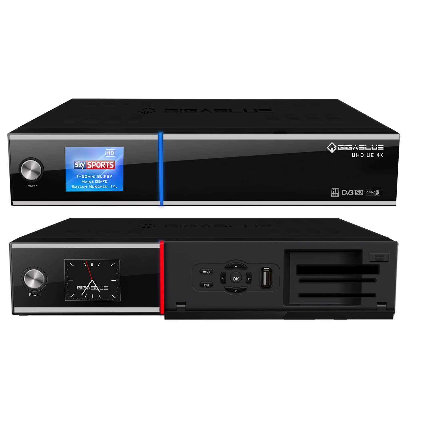 GIGABLUE UHD 4K Tuner, Sat-Receiver DVB-S, Twin UE schwarz) PVR-Funktion=optional, (HDTV, DVB-S2