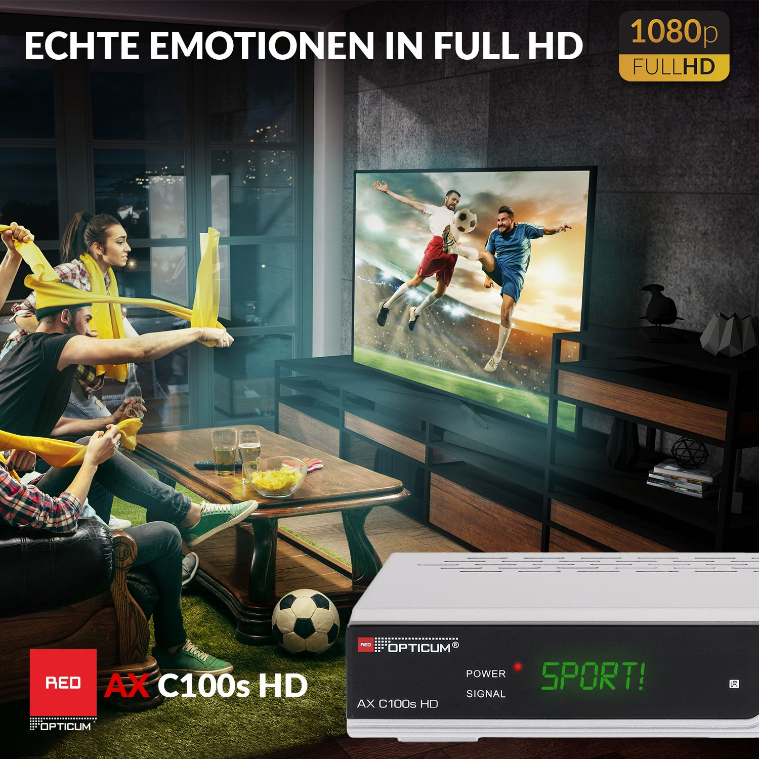 C100s Kabel-Receiver PVR-Aufnahmefunktion HD-EPG-HDMI-USB-SCART OPTICUM DVB-C2, Receiver RED Kabelreceiver I DVB-C, DVB-C mit AX Digitaler HD (HDTV, PVR-Funktion, silber)