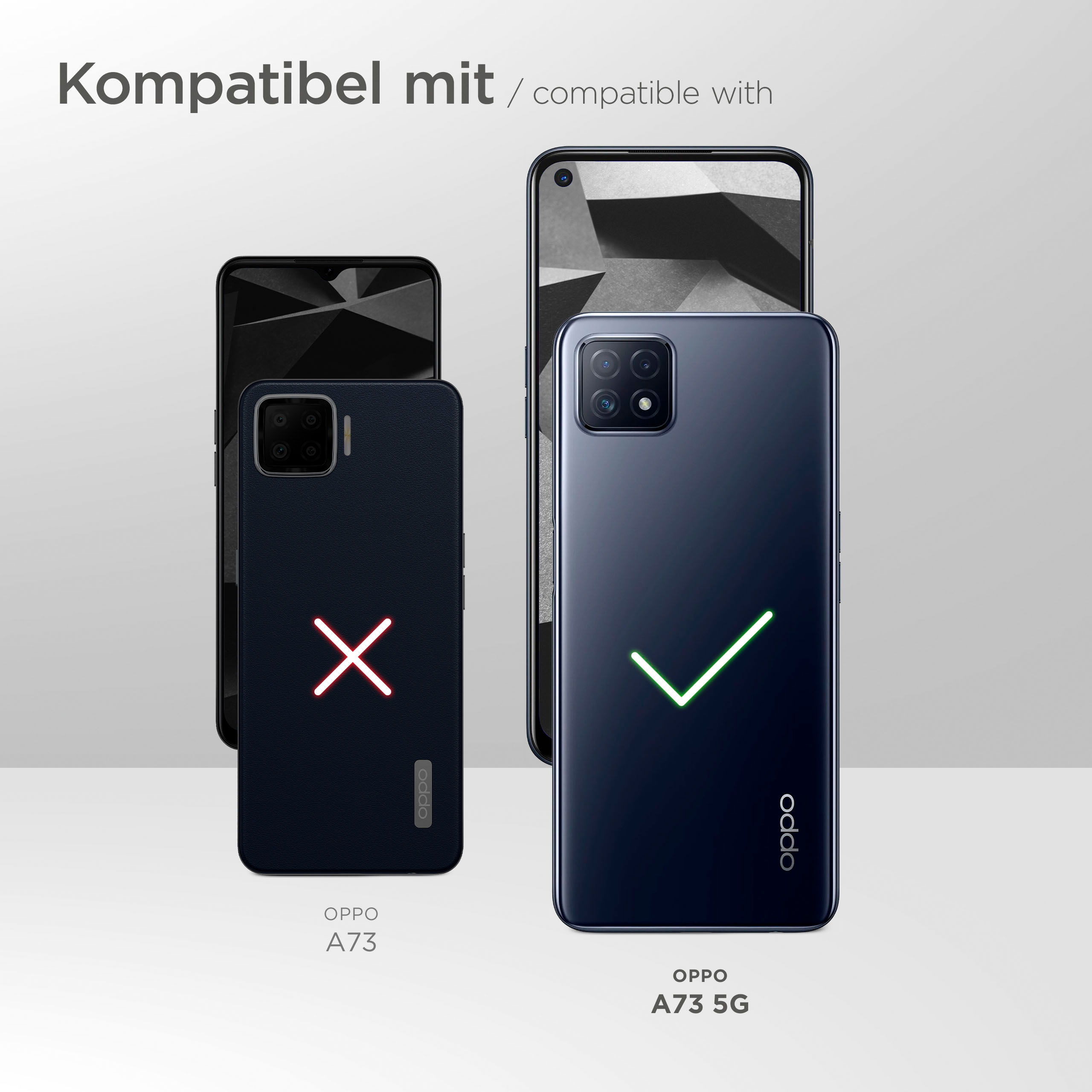 Zwei Telefone, eines mit Hülle und eines ohne. Die Hülle ist für das Telefon links falsch.