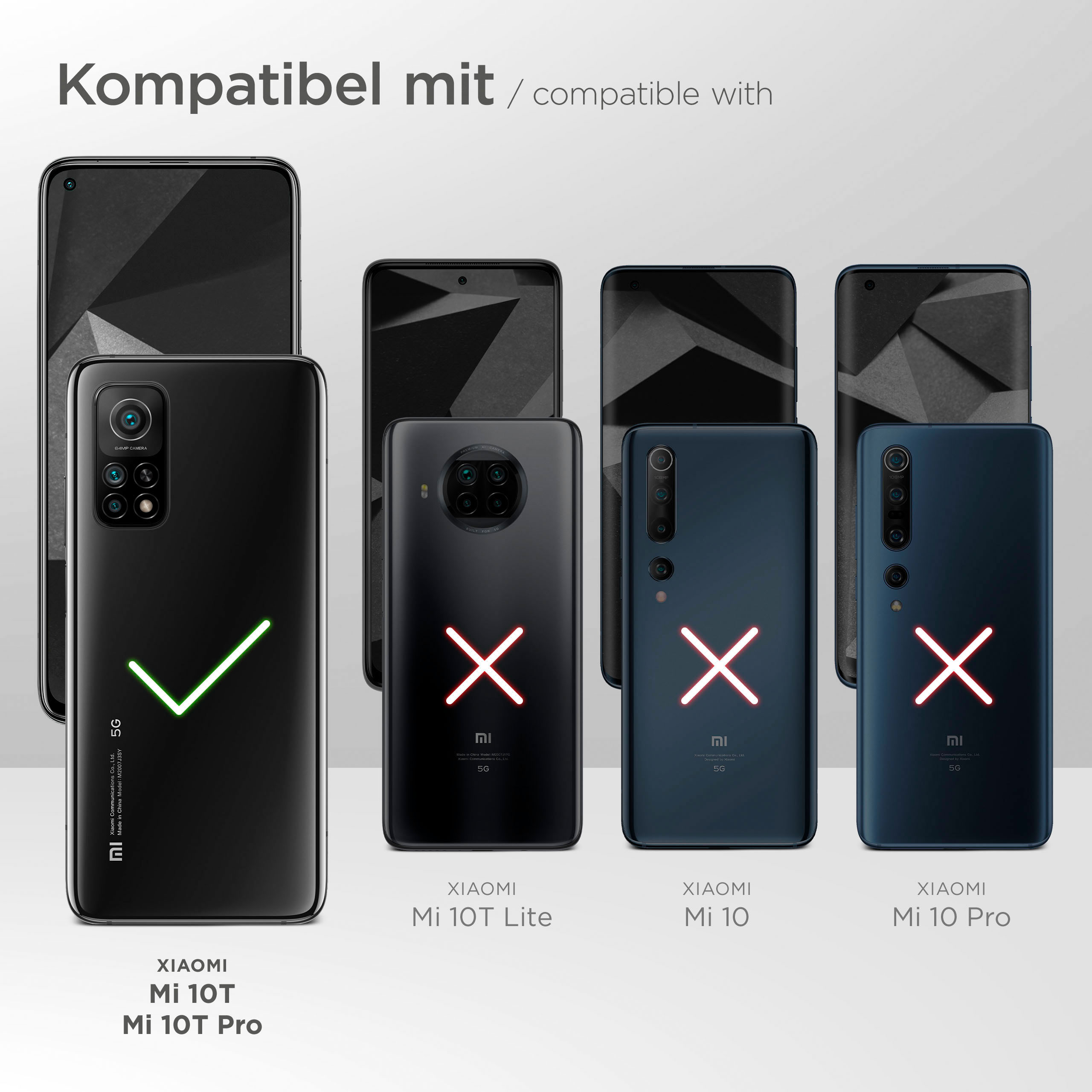 Das Bild zeigt verschiedene Telefone und gibt an, welche mit einer Handyhülle kompatibel sind.