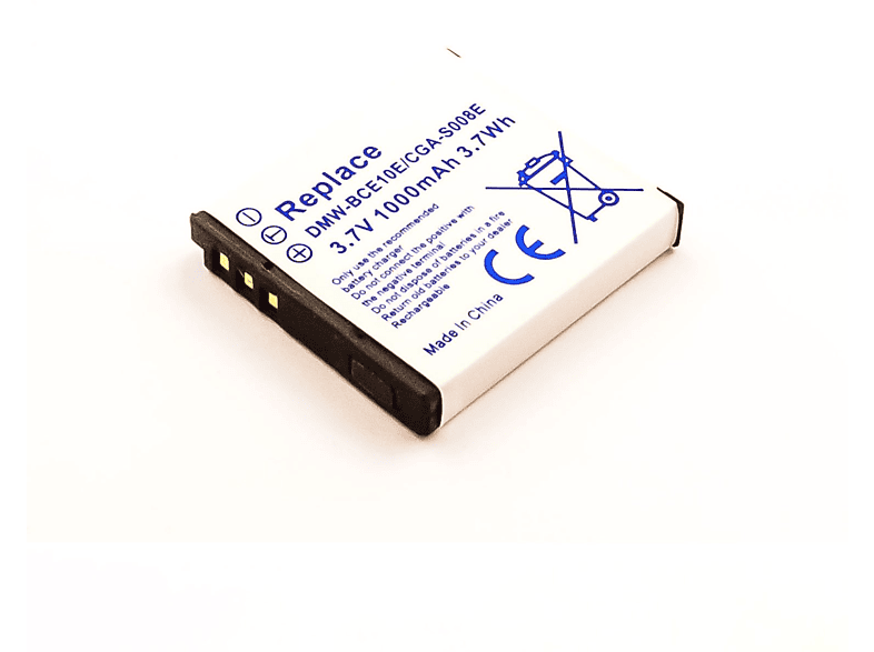 Li-Ion, Li-Ion Akku Digitalkameraakku, kompatibel DMW-BCE10 AGI Volt, Panasonic 3.7 900 mit mAh