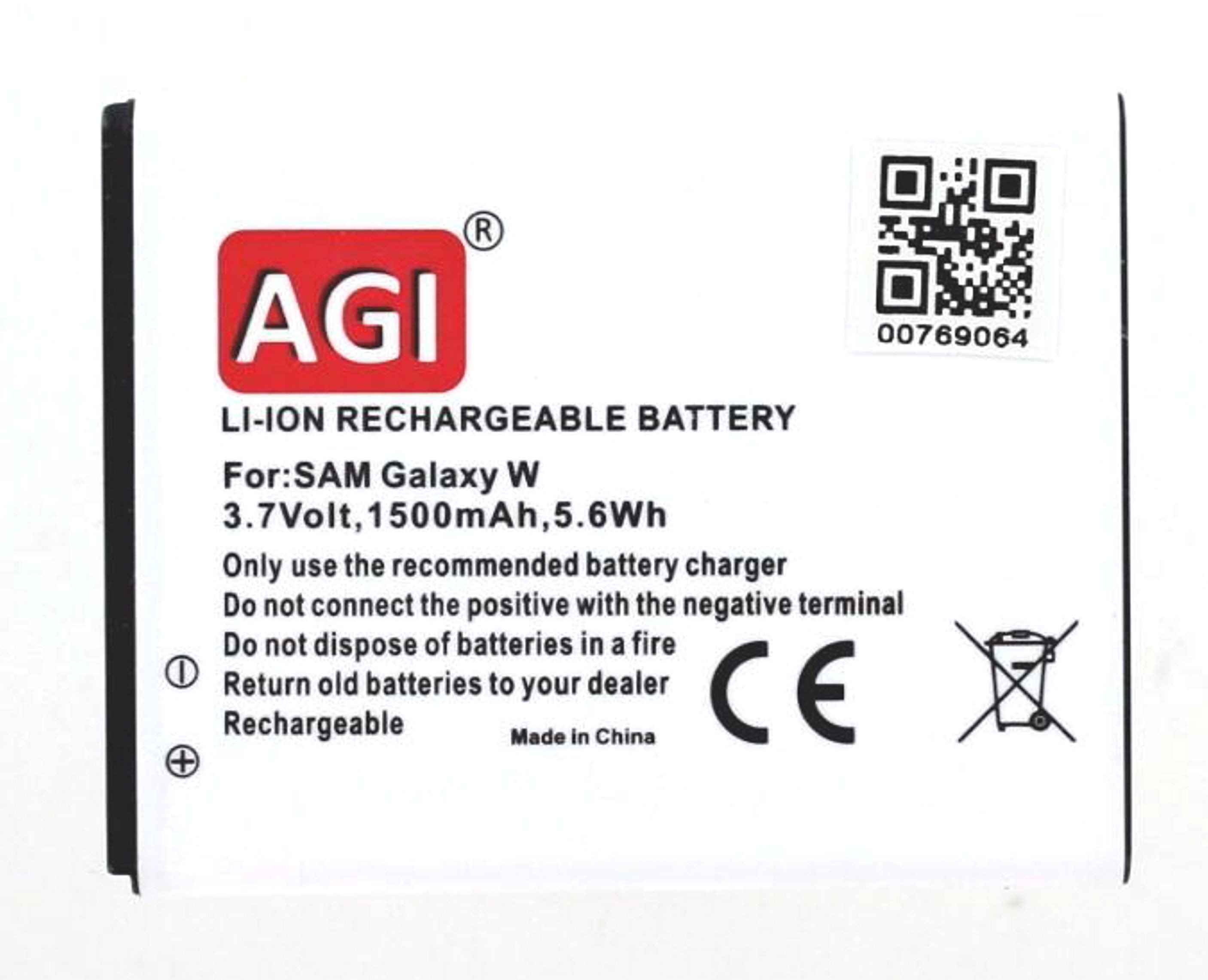 AGI Akku kompatibel mit Samsung GT-I8150 Li-Ion, 1300 mAh Li-Ion Handy-/Smartphoneakku, Volt, 3.7