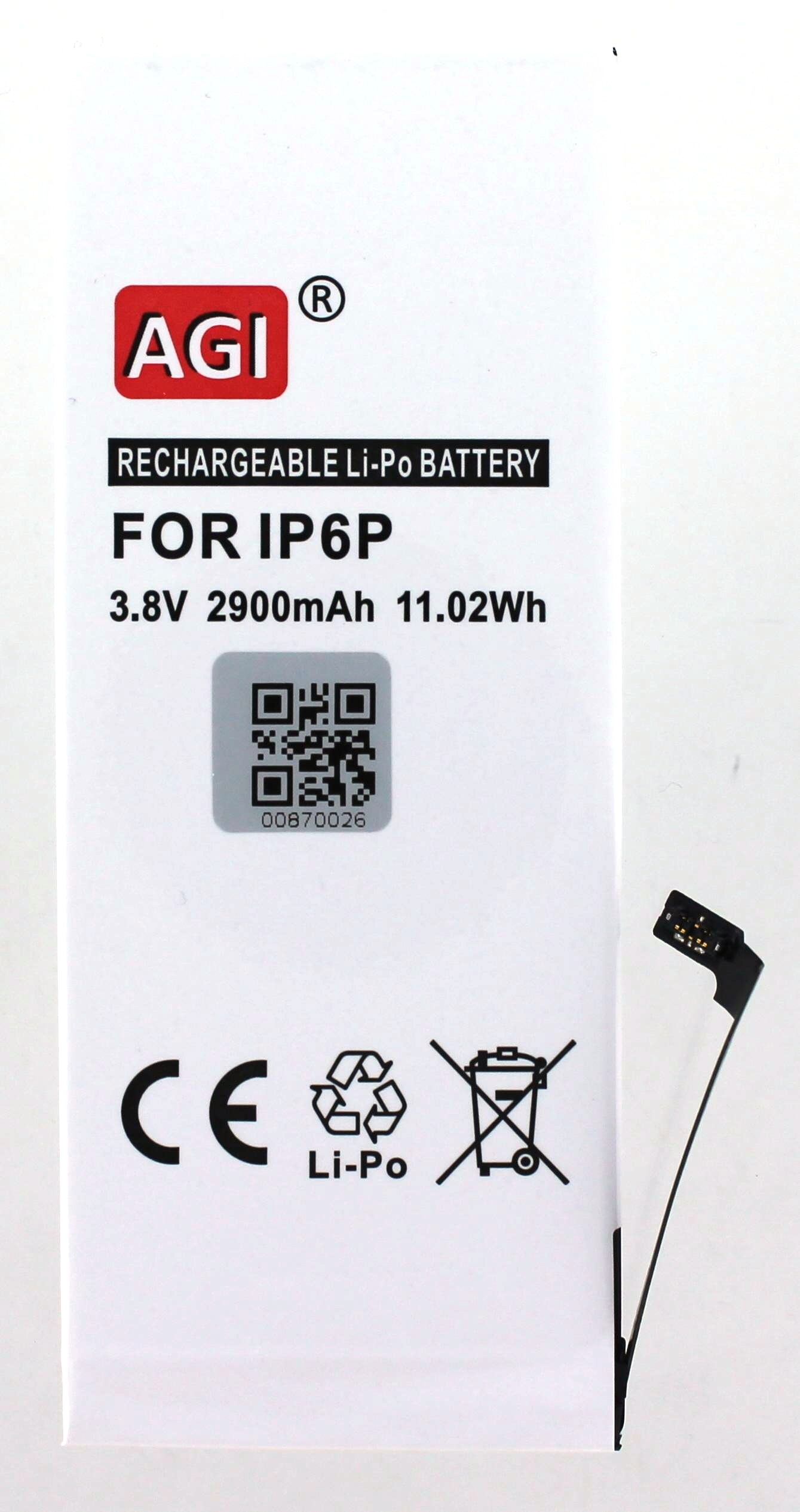mit Apple PP11AT115-1 kompatibel AGI Akku 3.8 2900 Volt, Handy-/Smartphoneakku, Li-Pol mAh