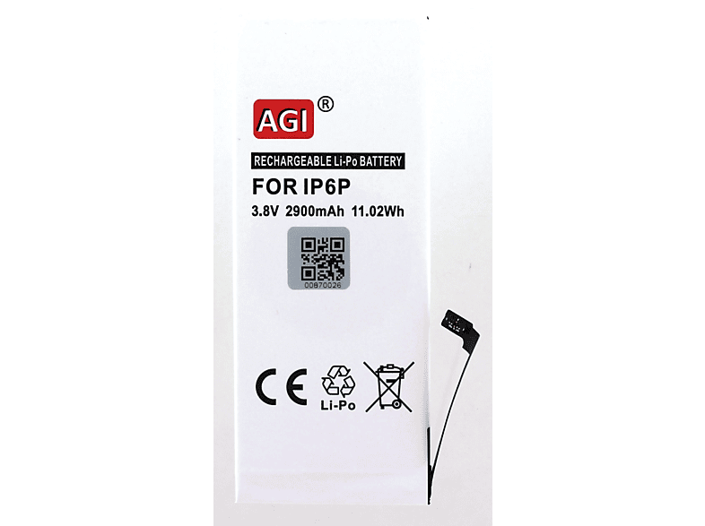 DAK90151 Li-Pol mit kompatibel AGI Akku Handy-/Smartphoneakku, 2900 3.8 mAh Apple Volt,