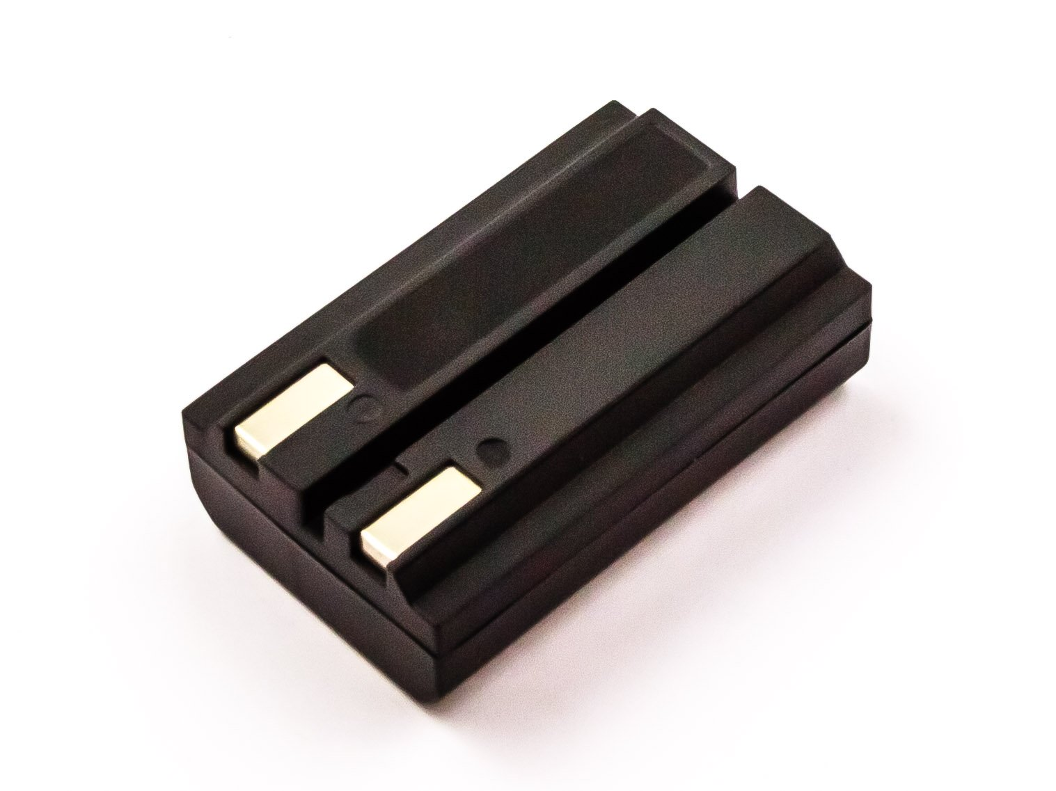 Schwarzes Batterieladegerät auf weißem Hintergrund.