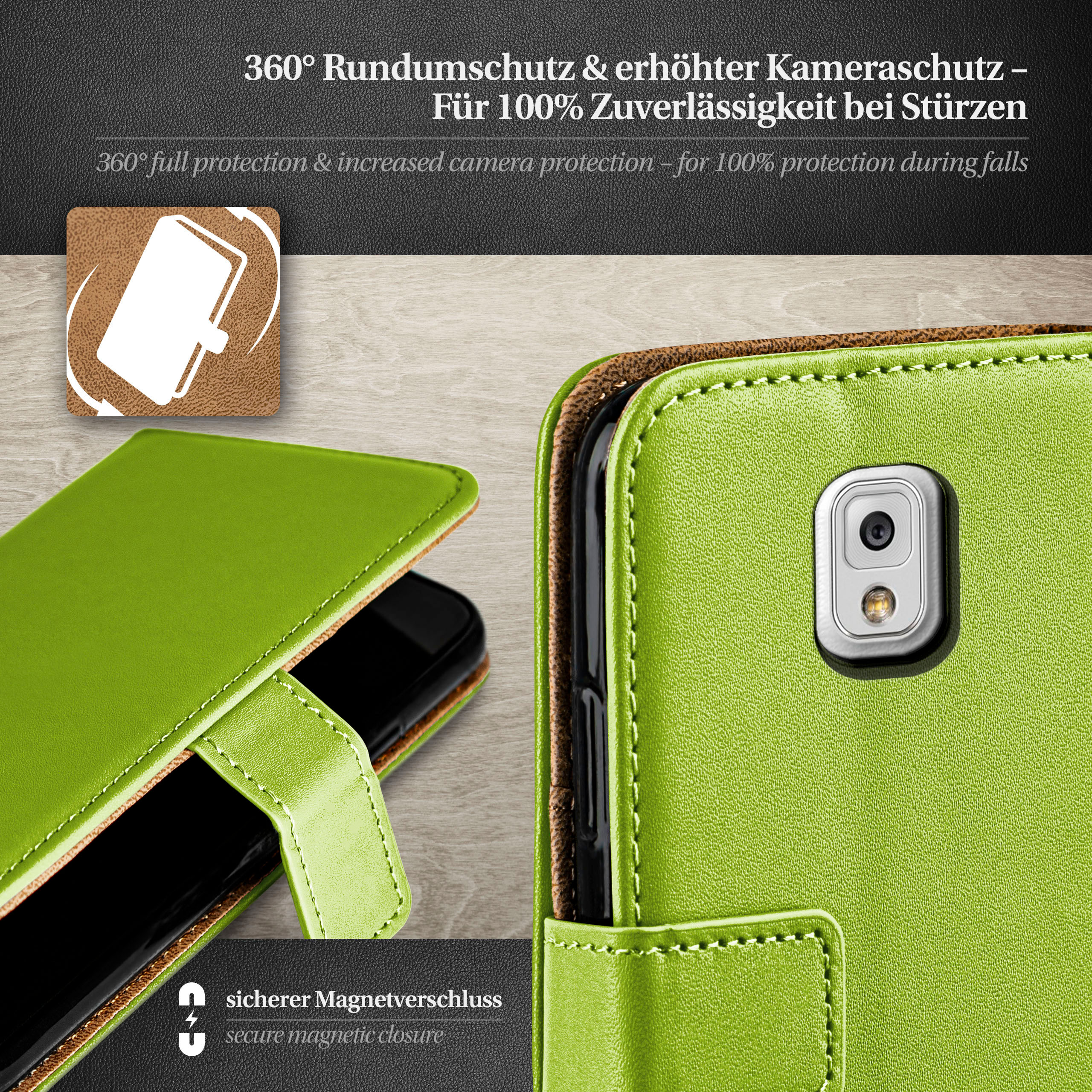 MOEX Book Case, Bookcover, Note 3, Lime-Green Samsung, Galaxy