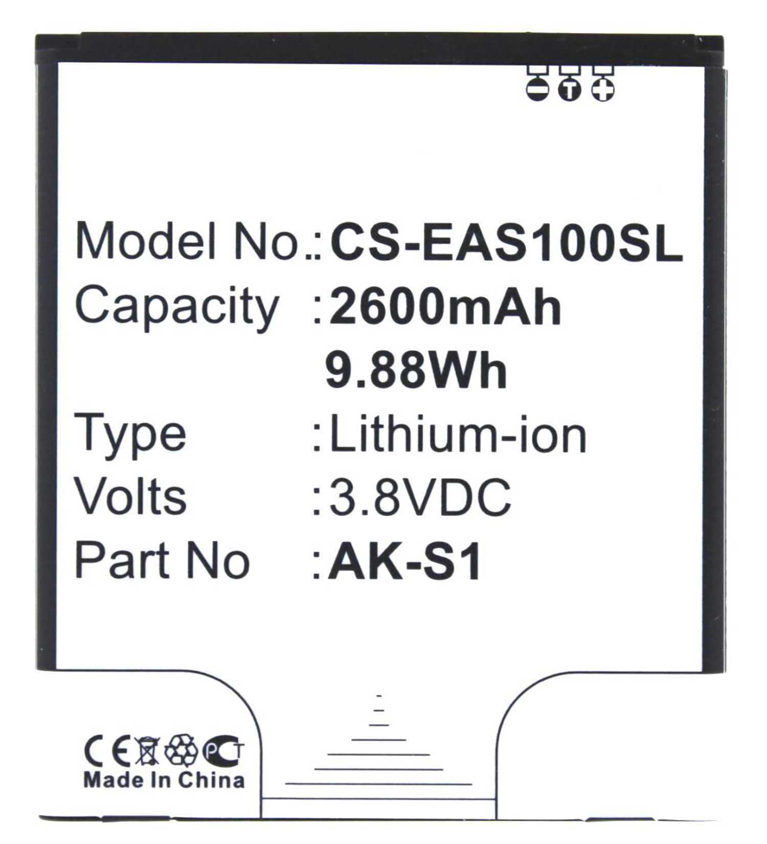 Emporia Akku Akku, AK-S1 Volt, mit 2600 kompatibel Li-Ion mAh MOBILOTEC 3.8 Li-Ion,