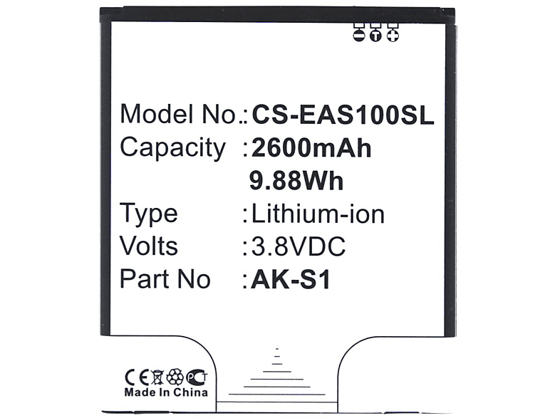 MOBILOTEC Akku kompatibel mit Emporia AK-S1 Li-Ion Akku, Li-Ion, 3.8 Volt, 2600 mAh