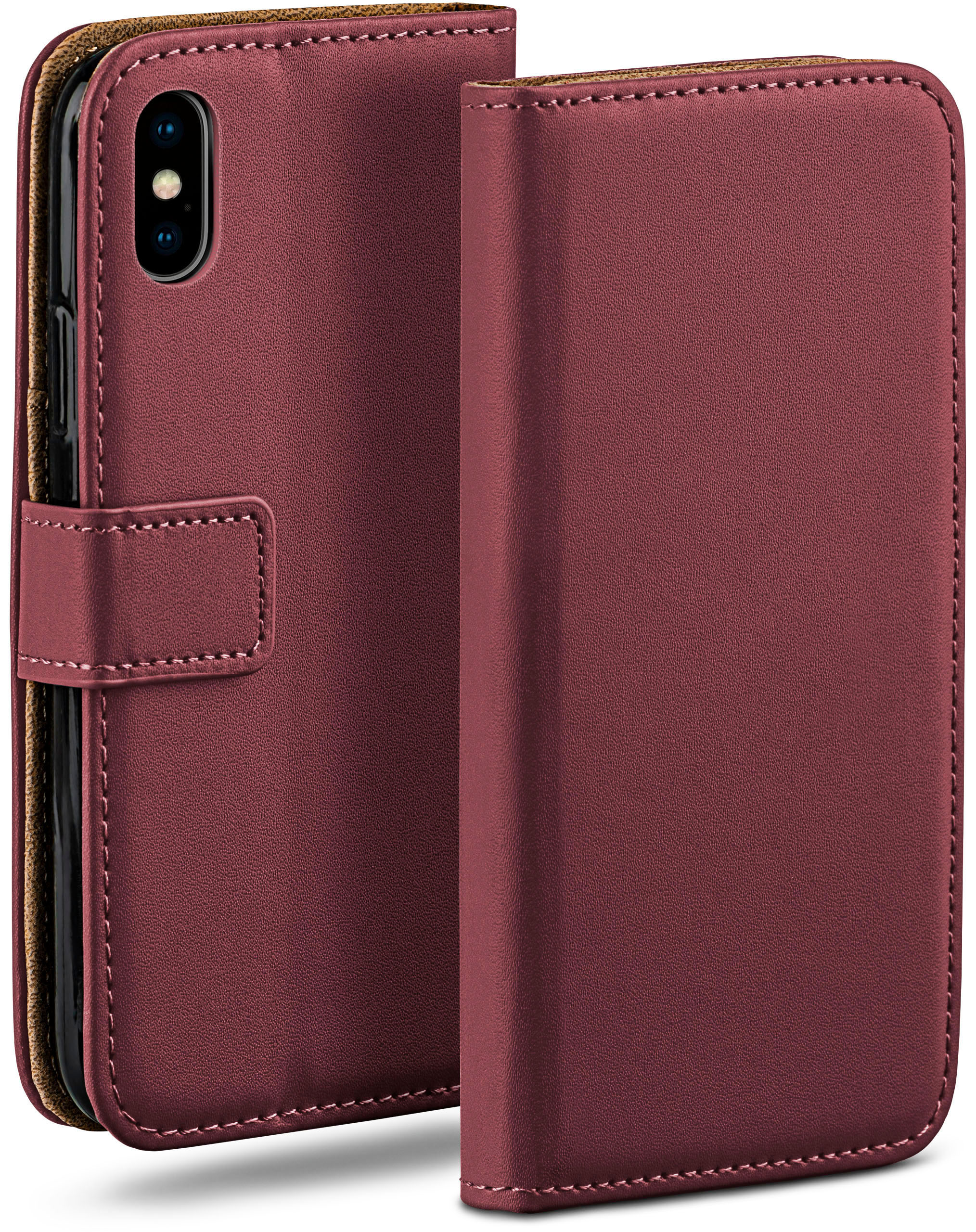 MOEX Book Case, Bookcover, Apple, / iPhone Maroon-Red iPhone X XS