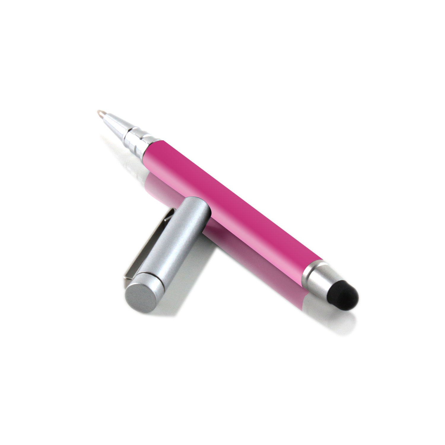 Touchpen Pink ergonomisch | Eingabestift Silber | SLABO | Kugelschreiber