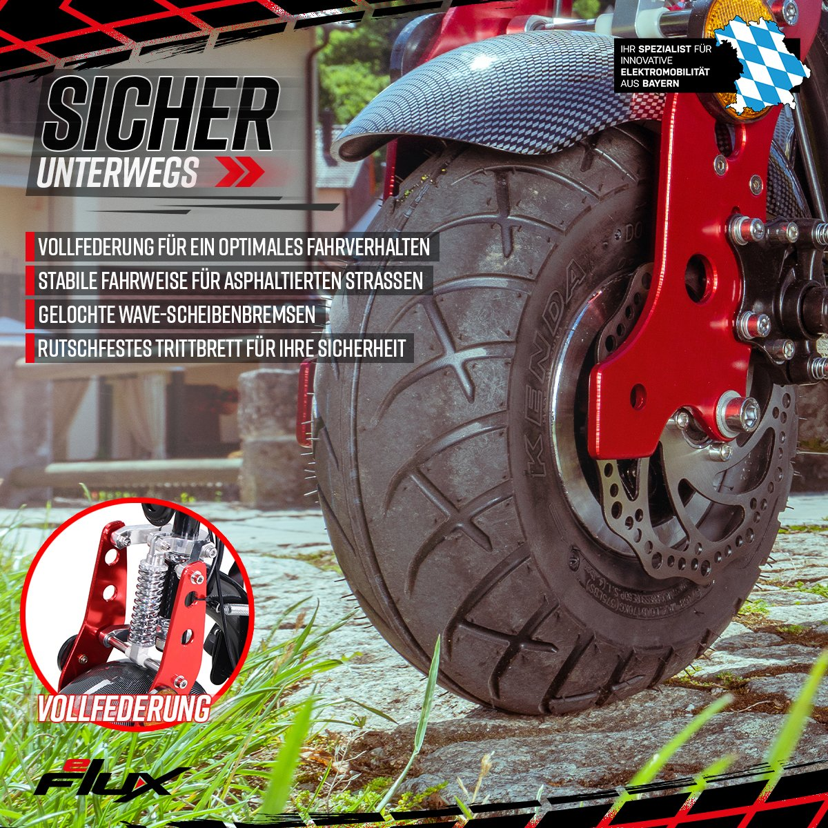 Zoll, Street schwarz) EFLUX E-Scooter (Laufradgröße: Unisex-Rad, 4 40