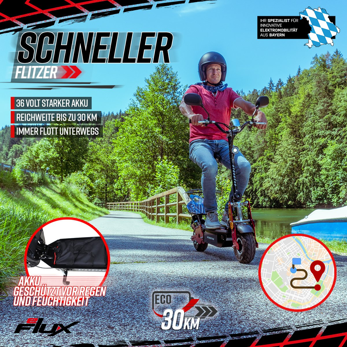 EFLUX 40 Unisex-Rad, 4 schwarz) Zoll, Street E-Scooter (Laufradgröße: