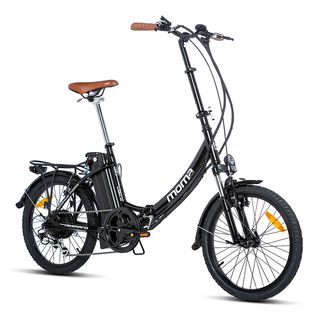 Bicicleta plegable  - Moma Bikes Bicicleta Electrica, Plegable,EBIKE-20 .2", Alu. SHIMANO 7V Bat. Ion Litio 36V 16Ah MOMABIKES, 250 W, 25 km/hkm/h, Negro
