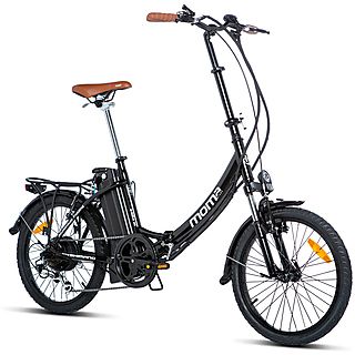 Bicicleta plegable  - Moma Bikes Bicicleta Electrica, Plegable,EBIKE-20 .2", Alu. SHIMANO 7V Bat. Ion Litio 36V 16Ah MOMABIKES, 250 W, 25 km/hkm/h, Negro