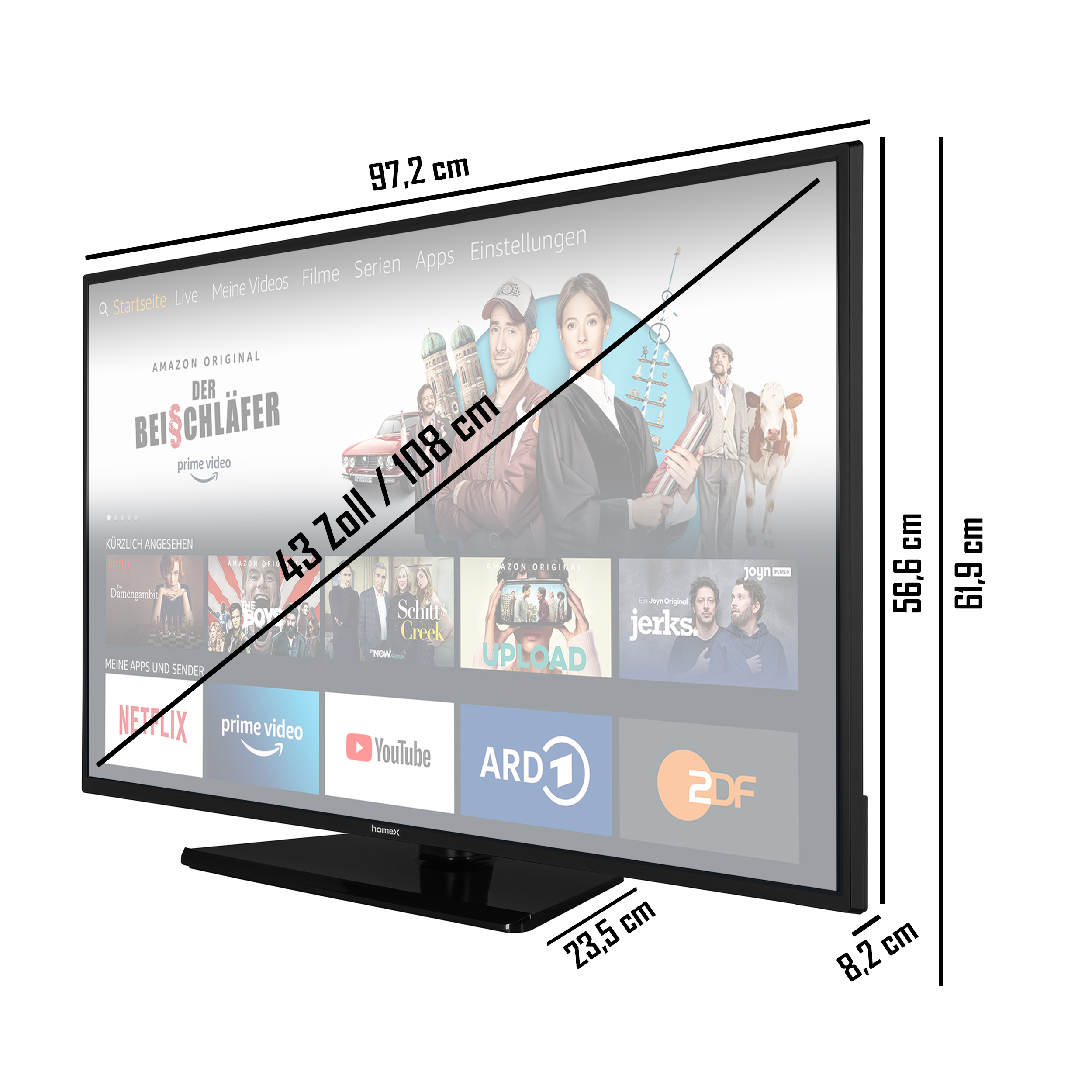 HOMEX UA43FT5505 Fire TV (Flat, TV) 108 43 4K, / cm, Zoll UHD SMART