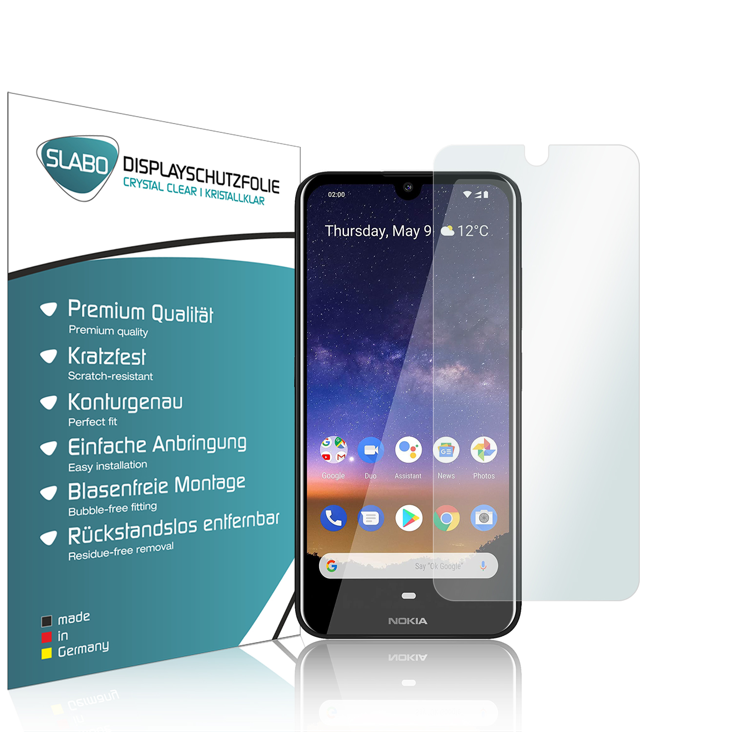 Displayschutzfolie mit Telefon und Displayschutz.